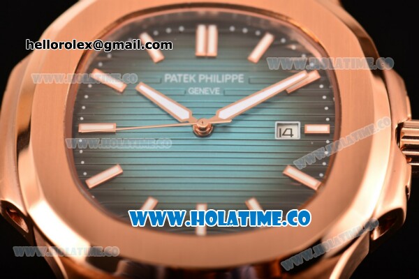 Patek Philippe Nautilus Asia Automatic Rose Gold Case with Blue/Black Dial and White Sitck Markers - Click Image to Close